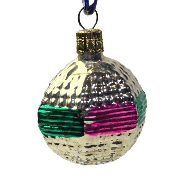 Unbranded Other - Vintage Czech Ornament Blown Glass Christmas Pink Green Silver Czechoslovakia